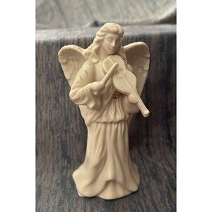 VTG Lenox Ivory China Porcelain Angel Figurine Playing Violin Gold Accent 6"